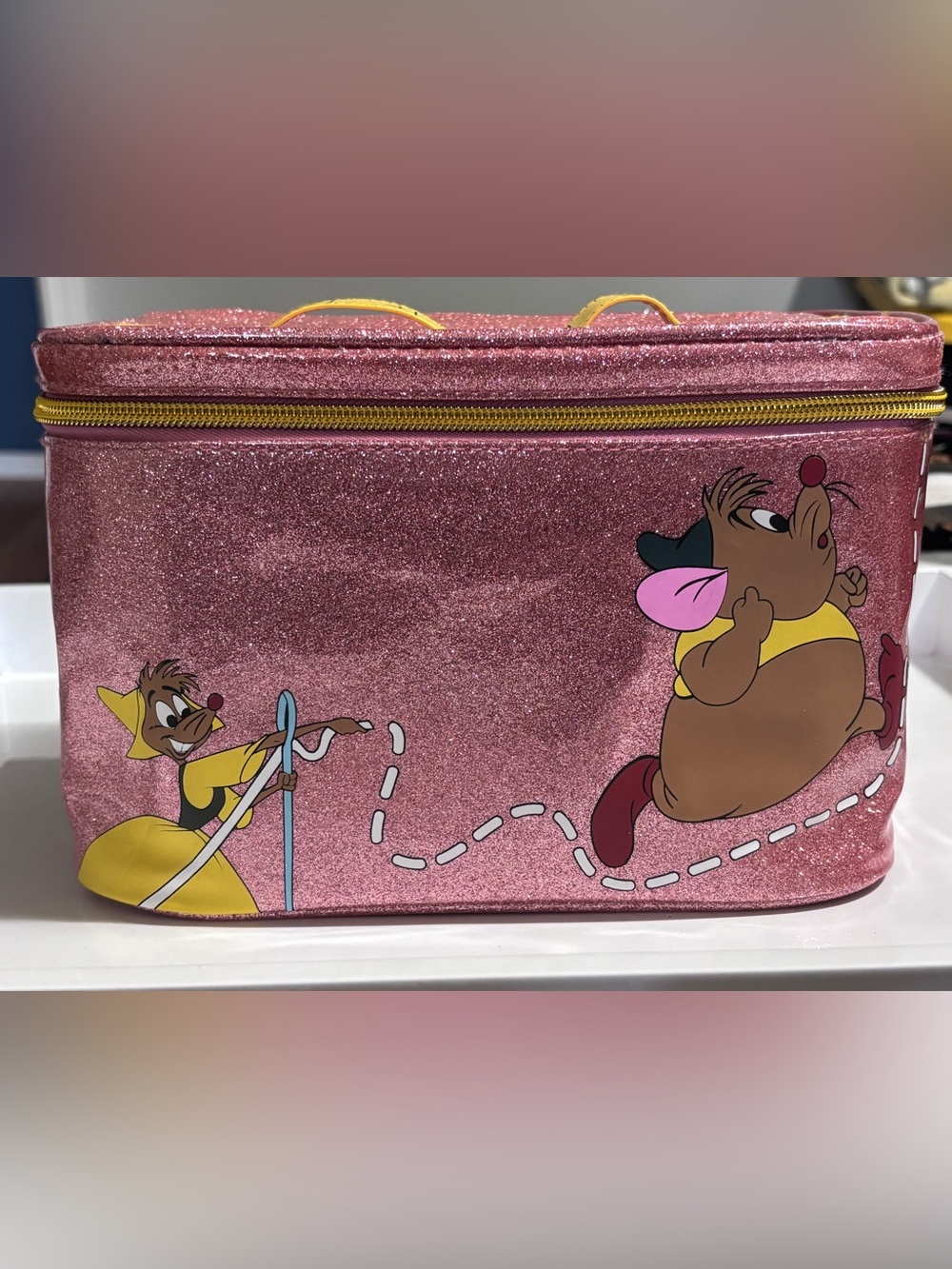 Disney x Danielle Nicole Cinderella Gus & Jaq Glitter Train Case Bag